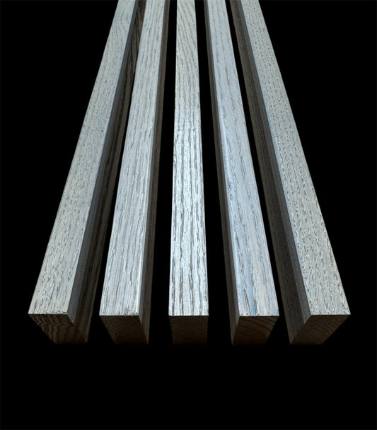 Solid Oak Slats Wall Decoration Slatted Fence Panel Oak Cladding Grey Oak Finish 2000x60x20mm