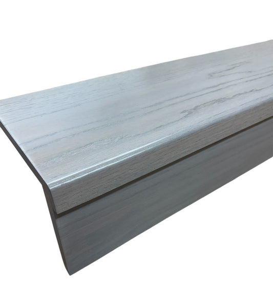 Grey Finish Solid Oak StairCase Stair Cladding Kit Treat And Riser Replacement Pencil Edge
