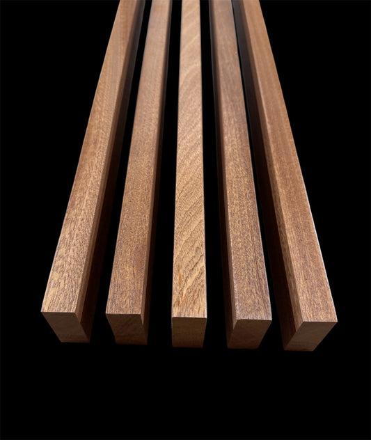 Solid African Sapele Slats Wall Decoration Slatted Fence Panel Sapele Cladding Varnished 2000x60x20mm