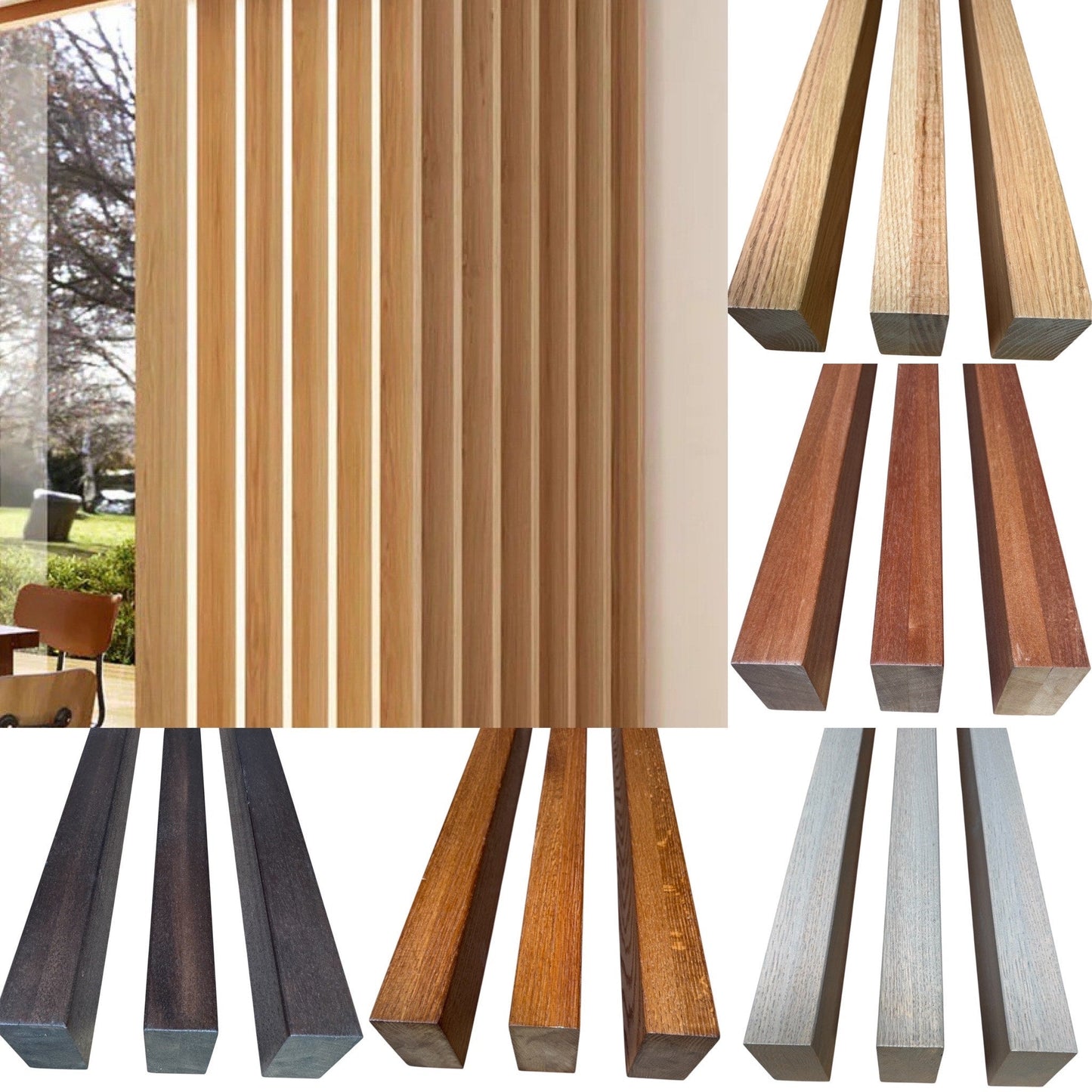 Solid Oak Or Sapele Room Dividers Slatted Fence Panel Posts Oak Floor to Ceiling EXCLUSIVE DESIGN - Hardwood Yard