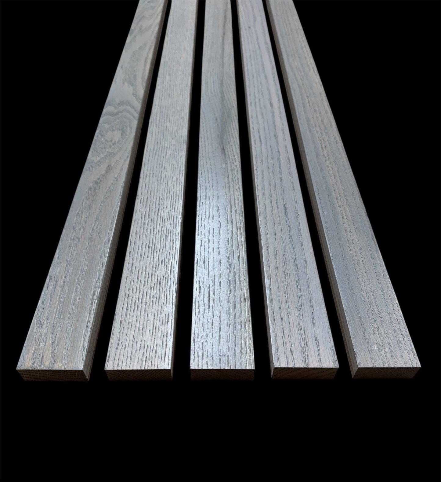 Solid Oak Slats Wall Decoration Slatted Fence Panel Oak Cladding Grey Oak Finish 2000x60x20mm - Hardwood Yard