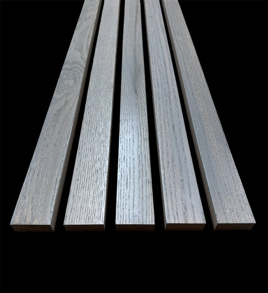 Solid Oak Slats Wall Decoration Slatted Fence Panel Oak Cladding Grey Oak Finish 2000x60x20mm - Hardwood Yard